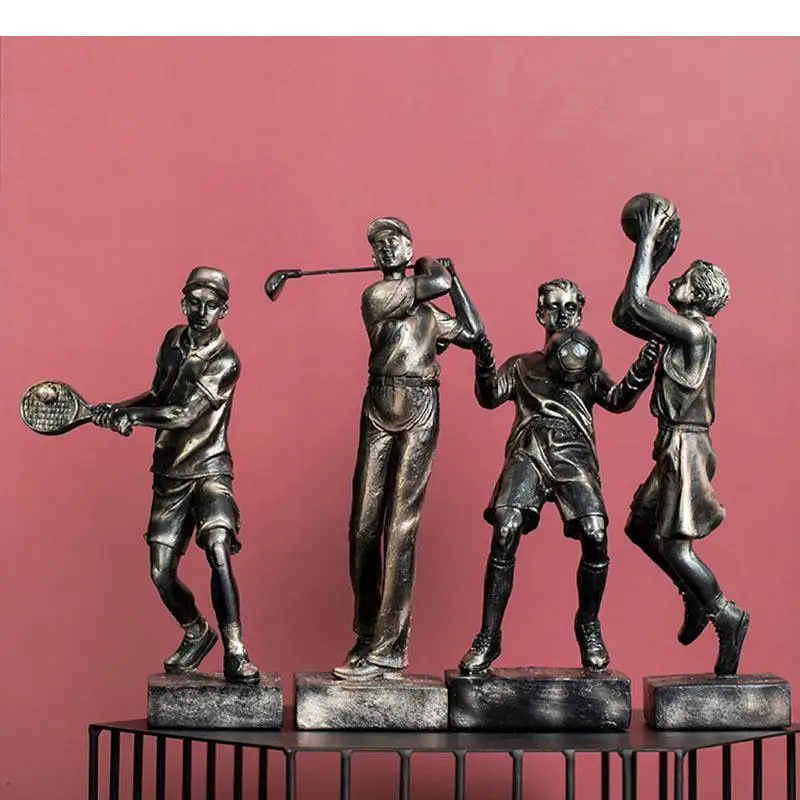 Golf/Tennis/Basketball Athlete Statue Character Resins Crafts Ornaments Golfer Figurines Artwork Desk Decoration Furnishings