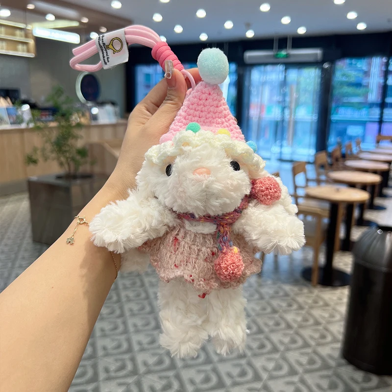 

New cartoon plush dress, big rabbit keychain, cute girl, heartbag, bag pendant, cute decoration girl