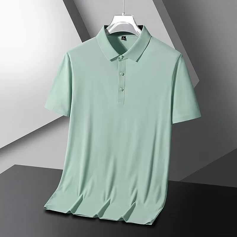 Mens Polo Shirt Slim Fit Short Sleeve T Shirt For Man Solid Color Vintage Summer Fashion Casual Top Breathable Comfort