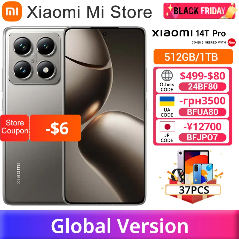 Global Version Xiaomi 14T Pro 5G Smartphone Dimensity 9300+ 144Hz AI Display 50MP Leica Camera 50W wireless 120W HyperCharge NFC