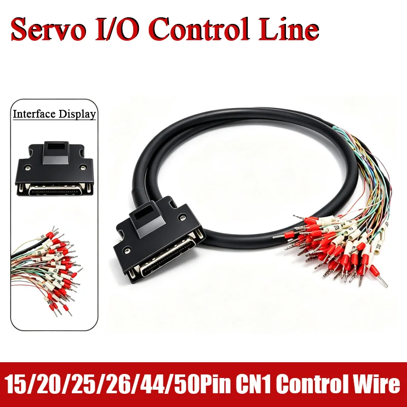 44Pin IO Servo SCSI Connection Cable with Terminal for Panasonic Mitsubishi Yaskawa Delta 15/20/25/26/50Pin CN1 Control Wire