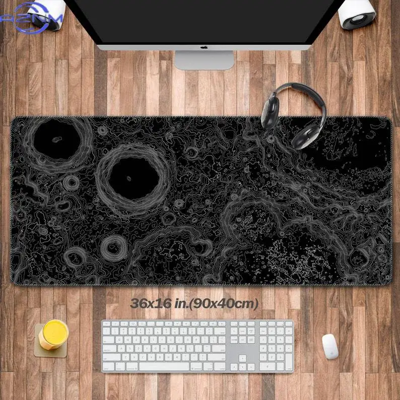 Moon Relief, XXL Celestial Mouse Pad, Topographic Map of The Moon, Keyboard Game Table Mat, Perfect Gift for Astronomers
