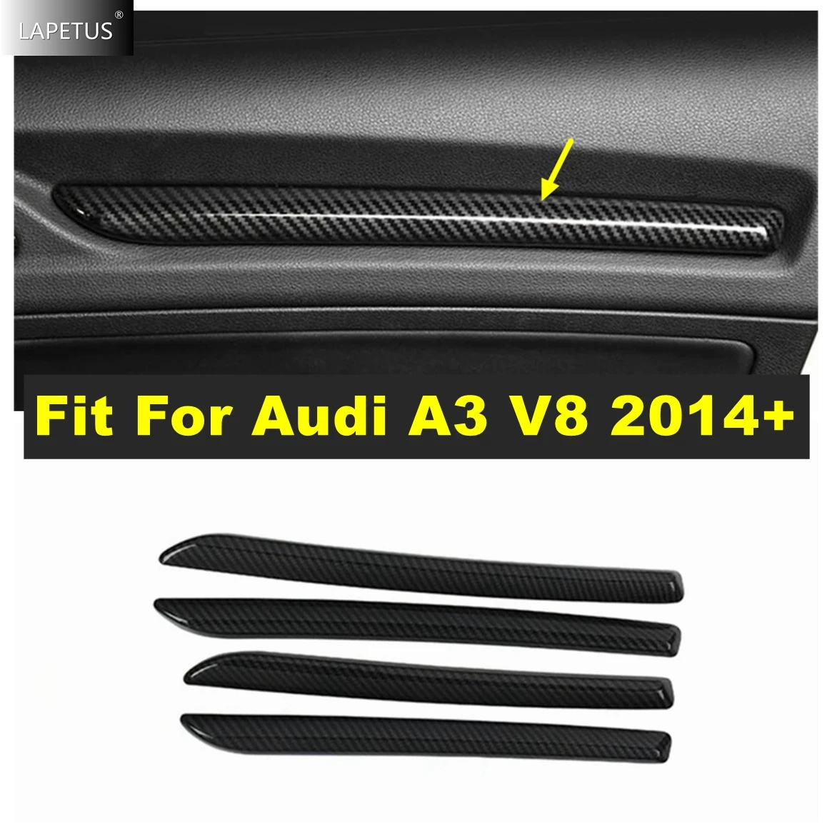 

Carbon Fiber Look Car Inner Door Handle Bowl Decor Stripes Cover Trim For Audi A3 V8 2014 - 2019 Interior Refit Accessories Kit