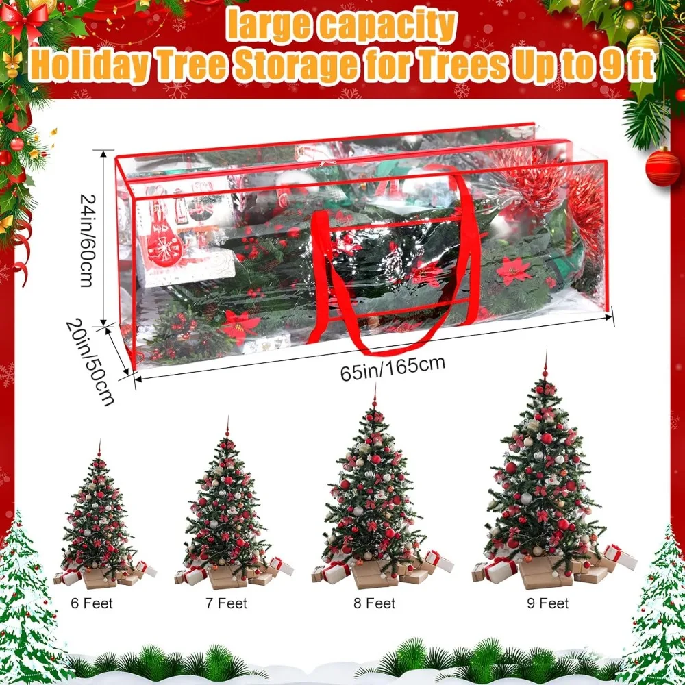 4 قطع من أكياس تخزين شجرة الكريسماس المقاومة للماء بطول 9 أقدام لتزيين عطلة عيد الميلاد #2