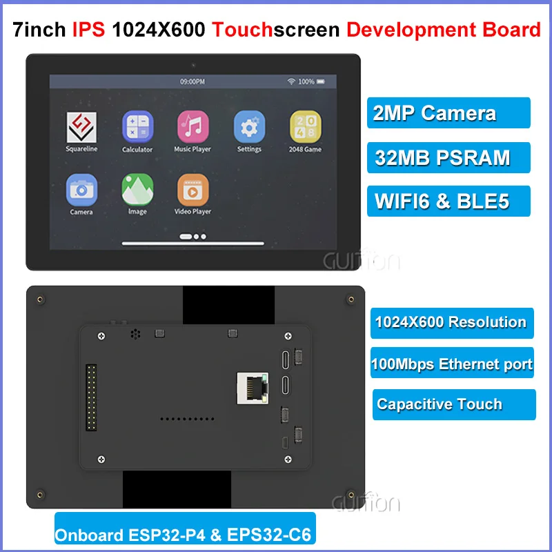 ESP32-P4 7.0 inch 1024X600 IPS Touchscreen LCD ESP32-C6 Development board ESP32 Display with Housing and Camera for Arduino IDE