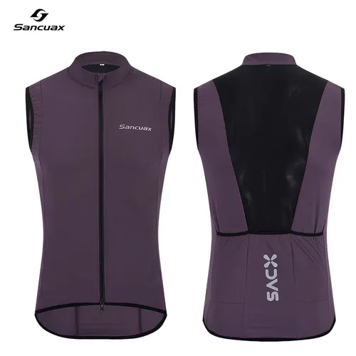 Imagen 2 del producto SANCUAX - Chaleco de Ciclismo de Verano sin Mangas, Cortavientos, para Ciclismo de Carretera, Chaleco de Ciclismo de Montaña, Impermeable, con Cremalleras Bidireccionales