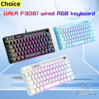 AULA F3061 Wired Membrane Keyboard Simple and Portable 61 Keys RGB Backlight Laptop Desktop E-Sports Gaming Keyboard,Black/White