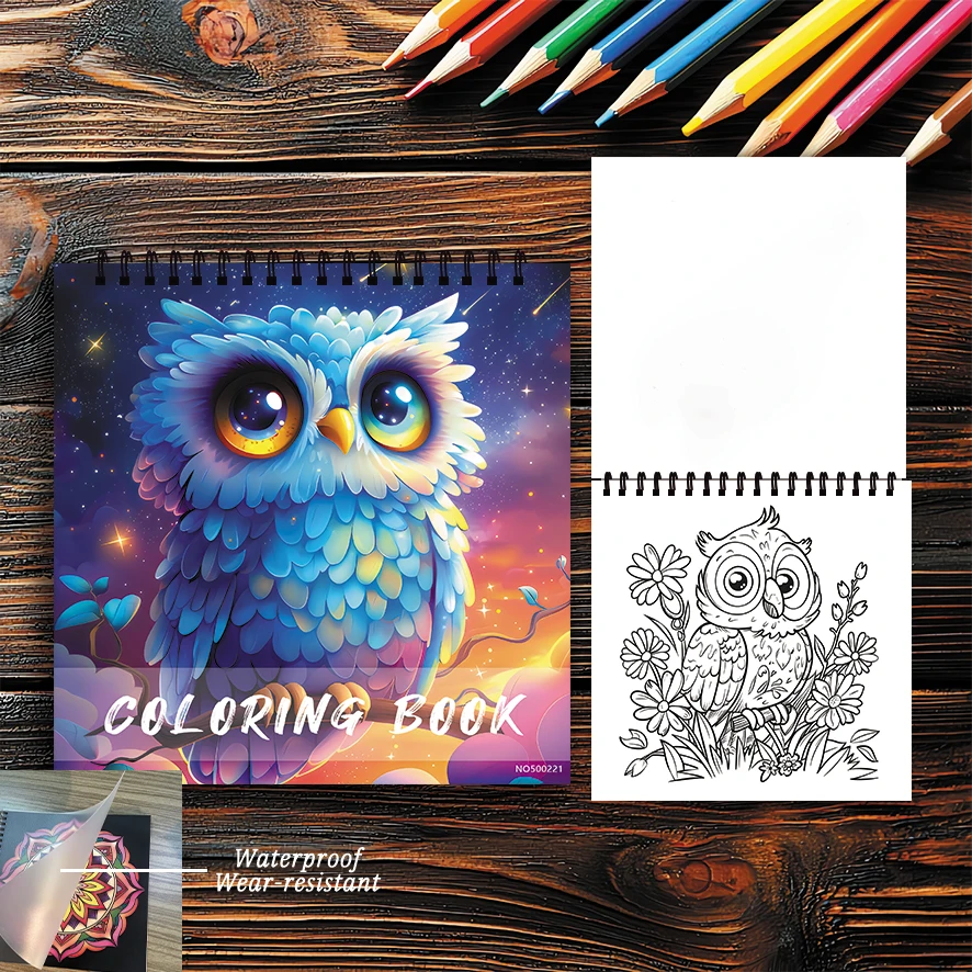 Owl Adult Coloring Book 22 Pages 8.27x8.27 Inch Perfect Gift for Stress Relief