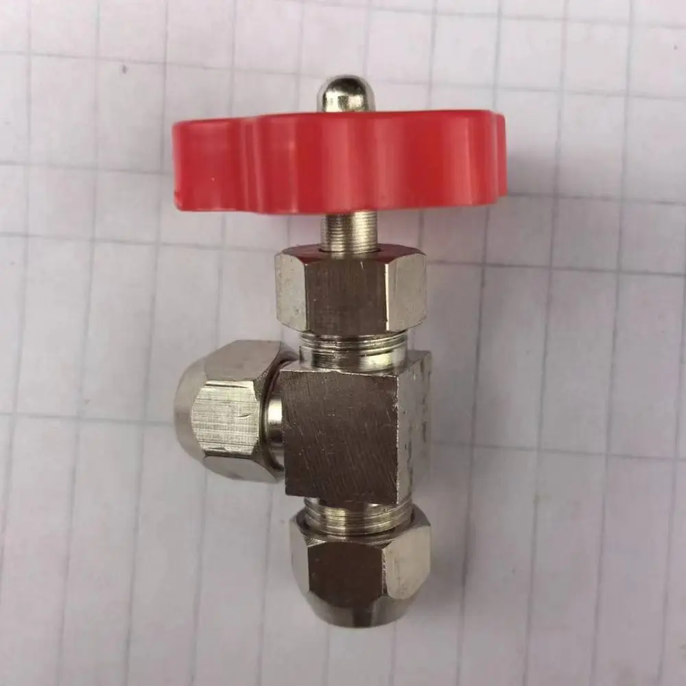 6mm 8mm 10mm 12mm 구멍 직경 제어 워터 볼 글로브 밸브 주황색 플라스틱 핸들 황동 니켈 도금 공압식 유량 제어 밸브