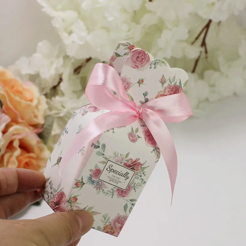 10 Stück Fischschwanz-Vase, Pralinenschachtel, Blumenmuster, Hochzeitstag, Geschenkbox, Verpackung, Box mit Band, Babyparty, Geburtstag, Party-Dekoration – Detail 19