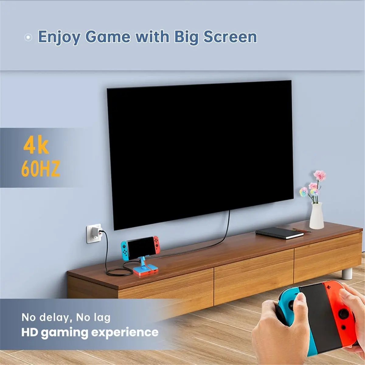 Adjustable Switch Pad Stand with HDMI2.0 4K 60Hz USB2.0 PD 100W Charging Ports for Switch 2