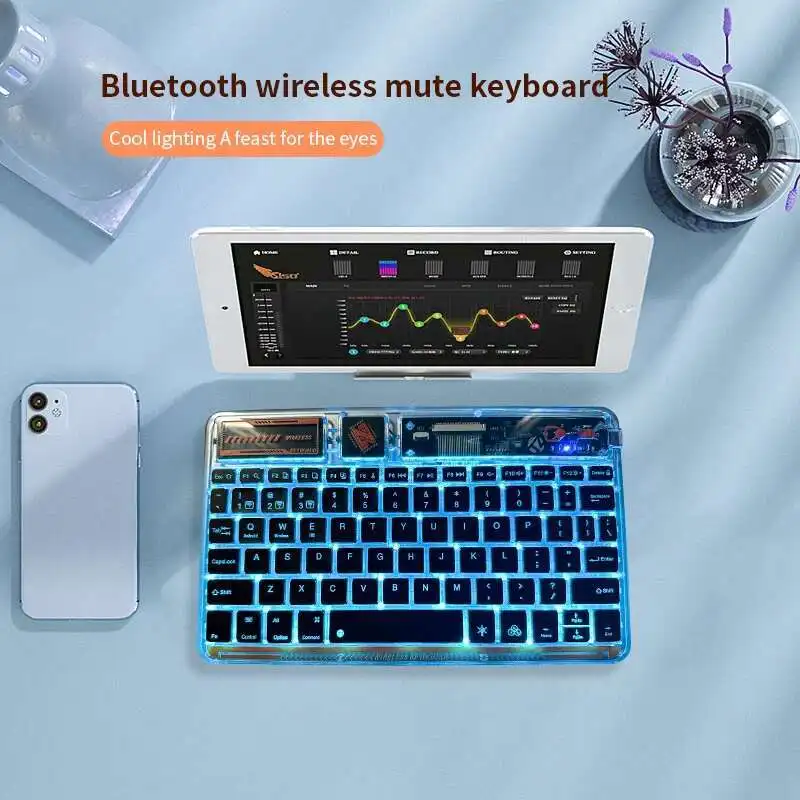 

Новая прозрачная Bluetooth-клавиатура The Third Mock Examination с подсветкой, ультратонкая игровая клавиатура с отключением звука, ПК, Mac, ноутбук, планшет