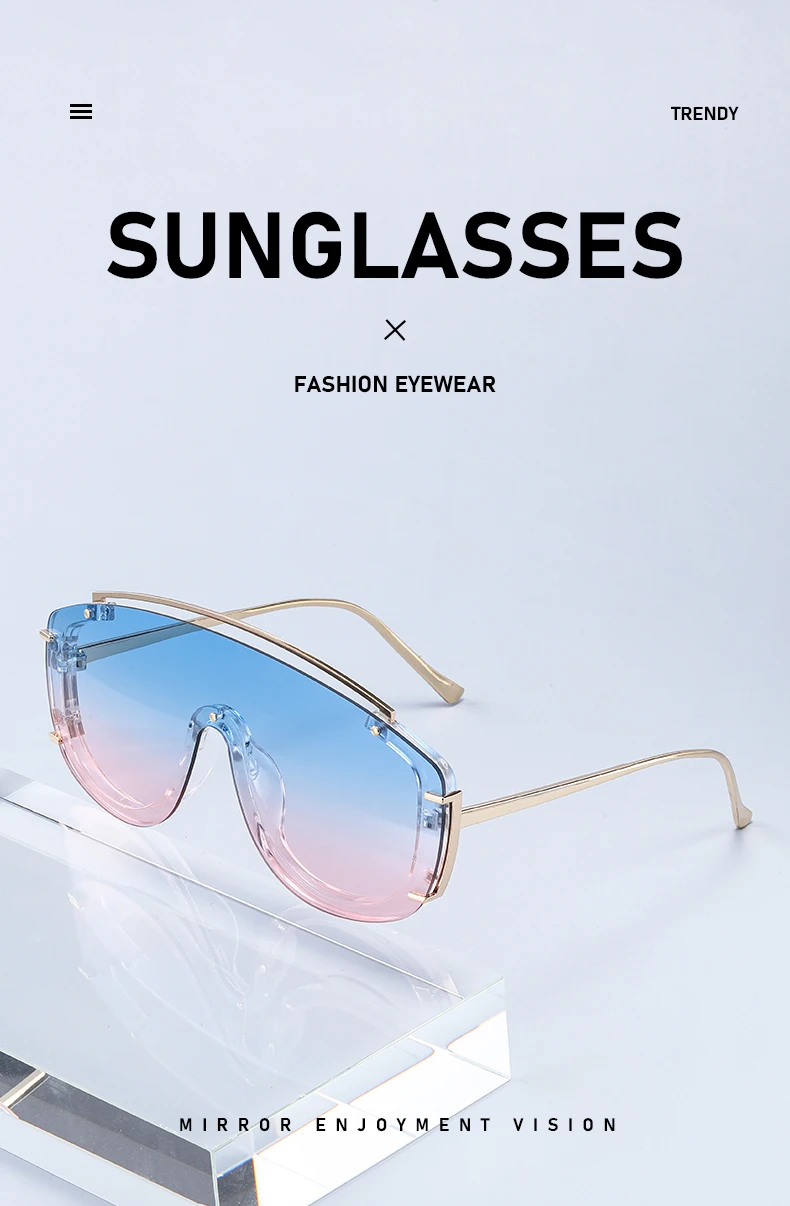 Neue Stil Metall Großen Rahmen Einteilige Farbe Sonnenbrille Personalisierte Moderne Mode Straße Fotografie Sonnenbrille Für Frauen 3092 – Detail 3
