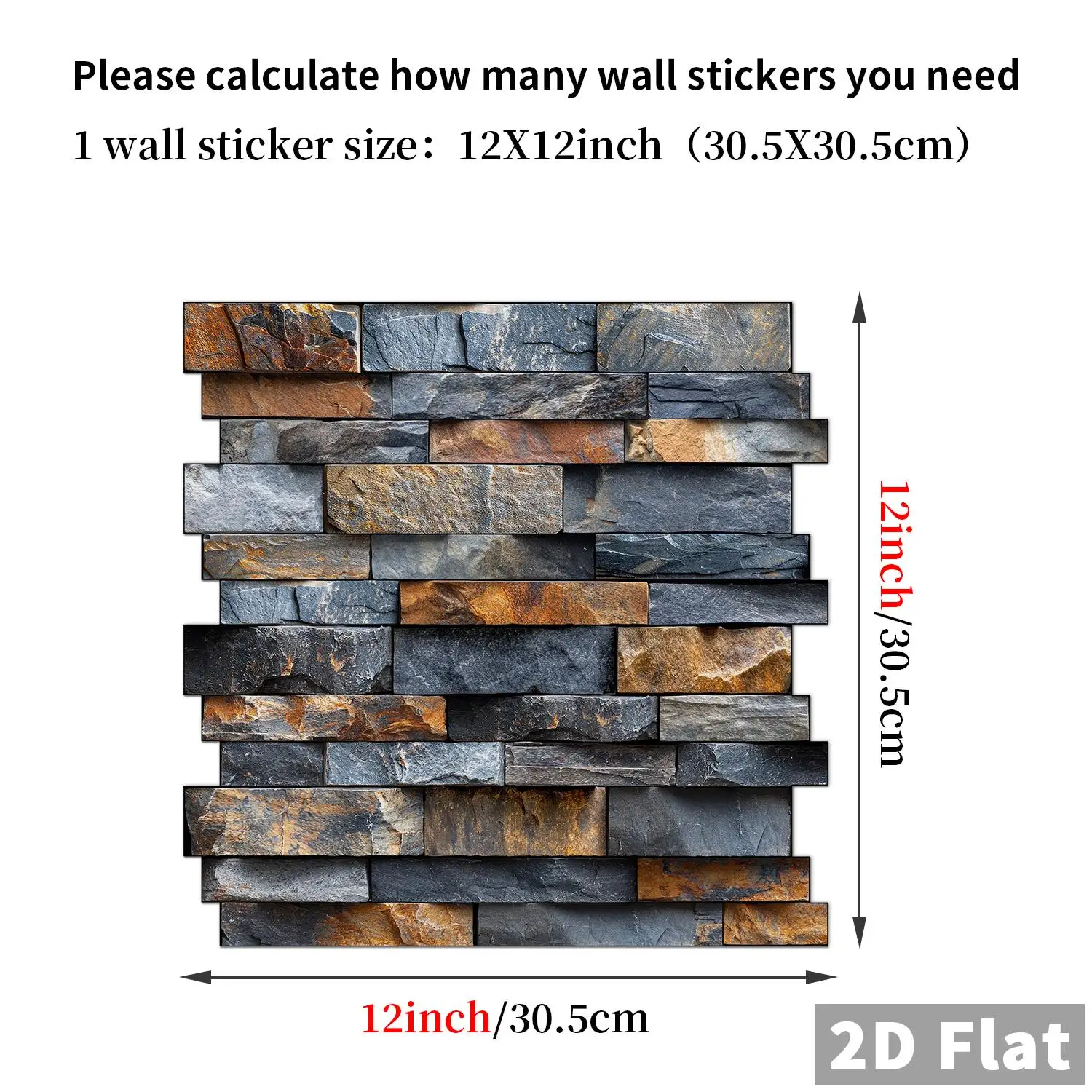 

12pieces of Spliced Imitation Stone Brick Pattern PVC Wal for Kitchen and Living Room, Peel and Stick Self-Adhesive Waterproof