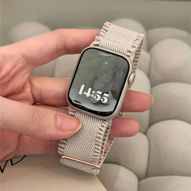 Woman Lace Elastic Nylon Band Compatible with Apple Watch Dial Of 38/40/41mm 42/44/45/46/49mm, Soft Solo Loop Wristband