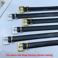 New Women's Crocodile Pattern Genuine Leather Belt, Women's Versatile Fashion Wide Version Belt, Hot Selling Simple Pants Belt