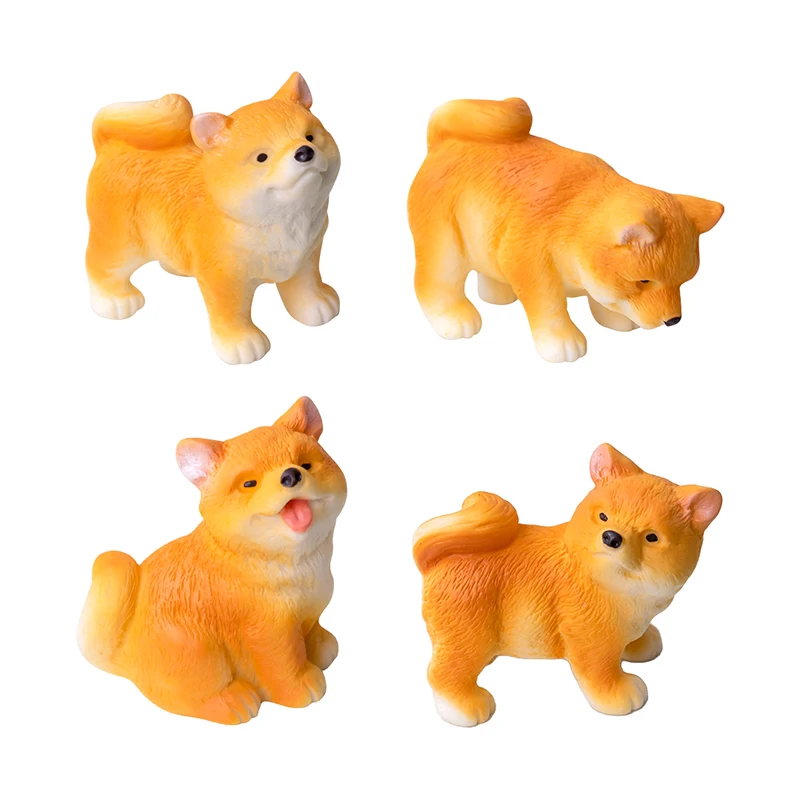 1PC Resin Shiba Inu Ornament Dog Figurine Animal Miniature Fairy Garden Doll House Decoration DIY Micro Landscape Home Decor