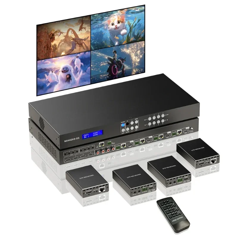 4K60Hz 4X4 Seamless Matrix Switch 4K 2x2 TV Wall Controller Matrix 4X1 Multi Viewer splitter extender Matrix Switch