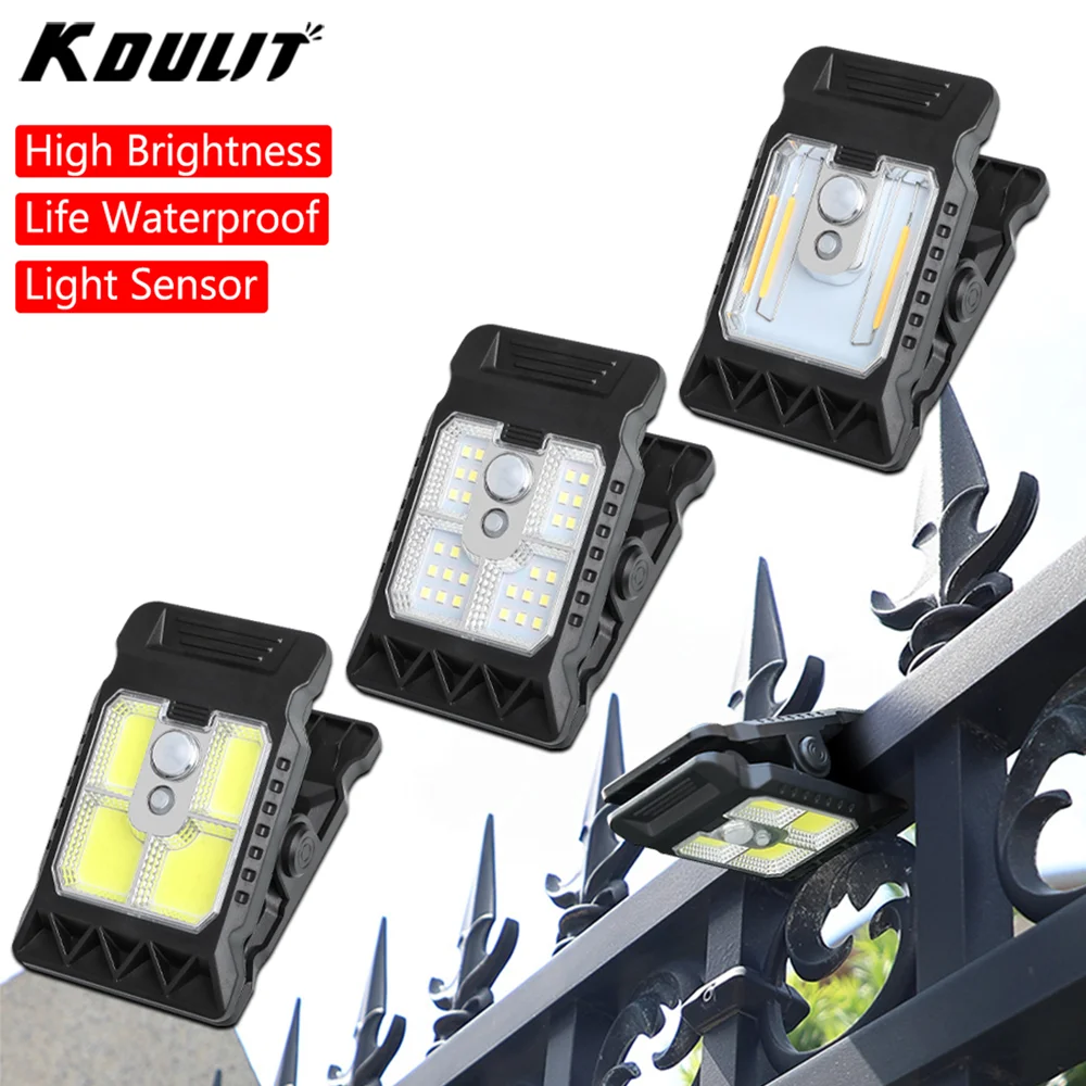 

KDULIT портативная светодиодная солнечная лампа с клипсой, интеллектуальная сенсорная солнечная лампа, уличная лампа с зажимом для забора во дворе, аварийное ночное освещение