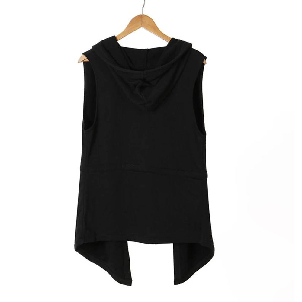 Mens Y2k Dark Plain Hooded Sweatshirt Vest Spring Streetwear Fashion Youth Trend Outdoor Versatile Cape Men'S Clothing 2026 New