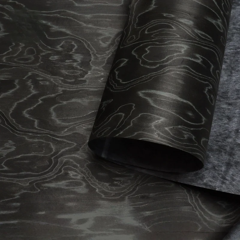 Black Water Ripple Engineered wood veneer, 0.5mm, 250x58cm, For Bedroom Feature Wall & Guitar Top.(Backing Non-woven Fabric)