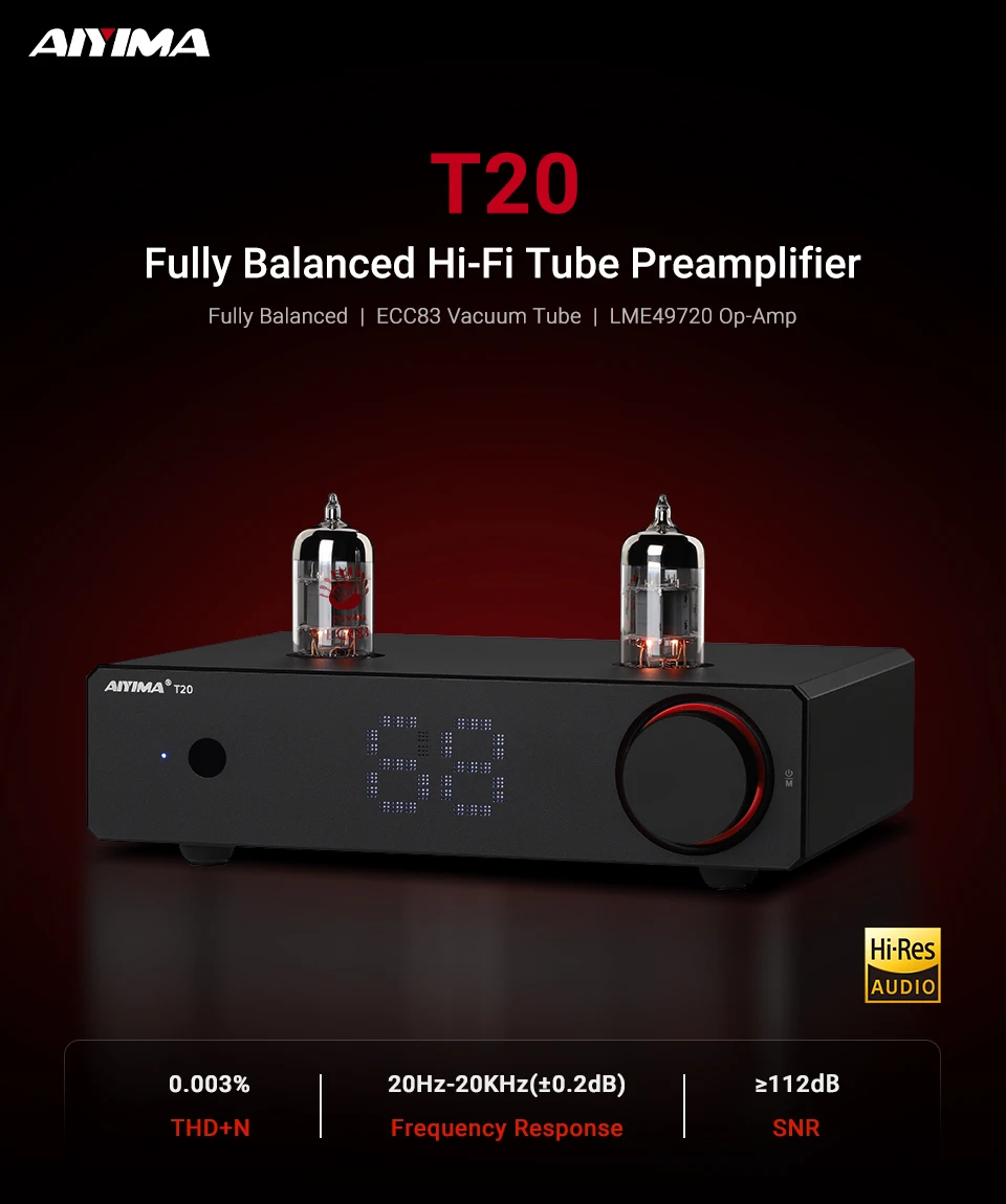 AIYIMA Audio T20 Röhrenvorverstärker, vollsymmetrischer XLR/RCA-Ausgang, Stereo-Vorverstärker mit DAC AMP, 12 V Auslöser für Hifi-Heimverstärker – Detail 7