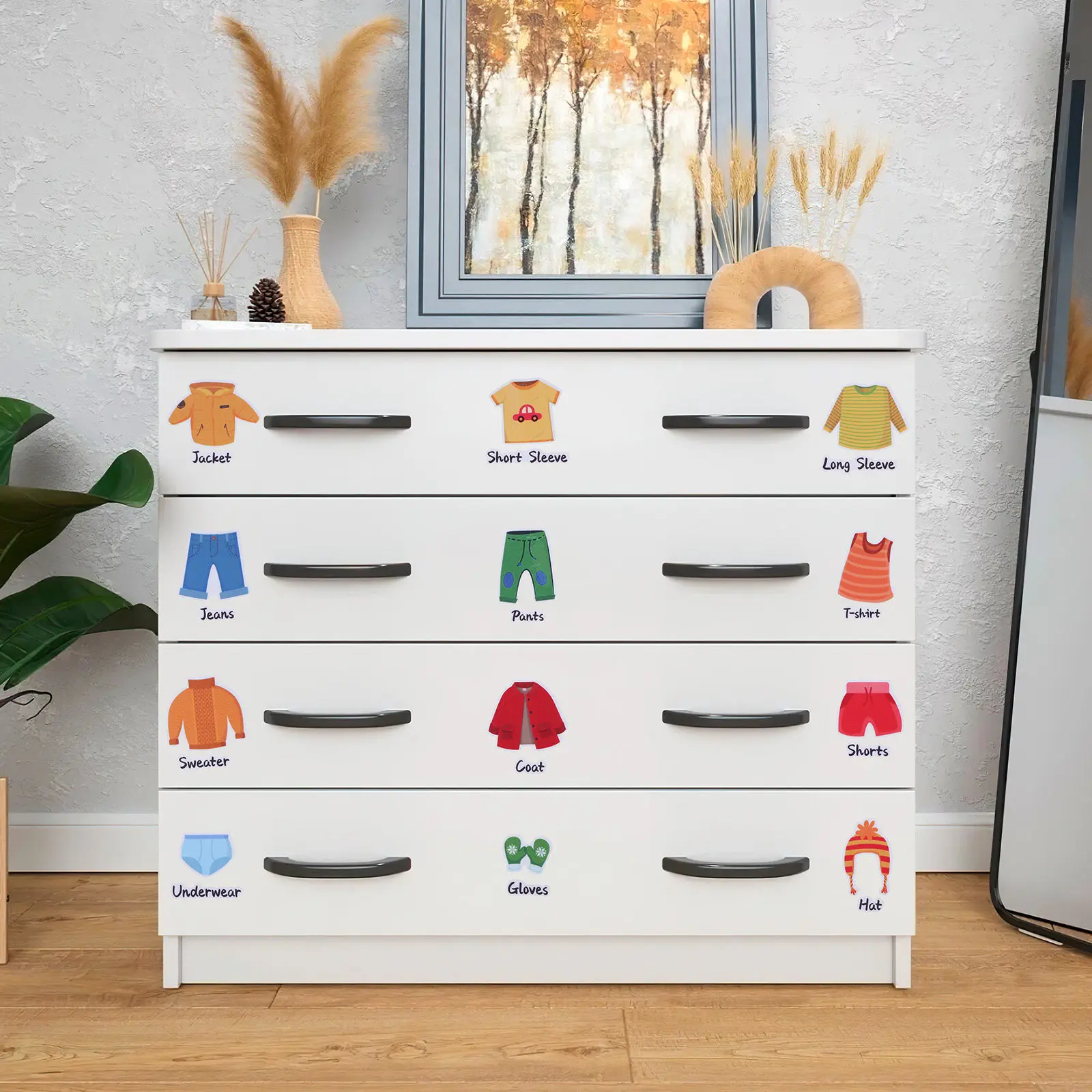 

1 Sheet Clothes Labels for Kids Dresser Clothing Decals Removable Organization Sticker Clothes Classification Label Decal