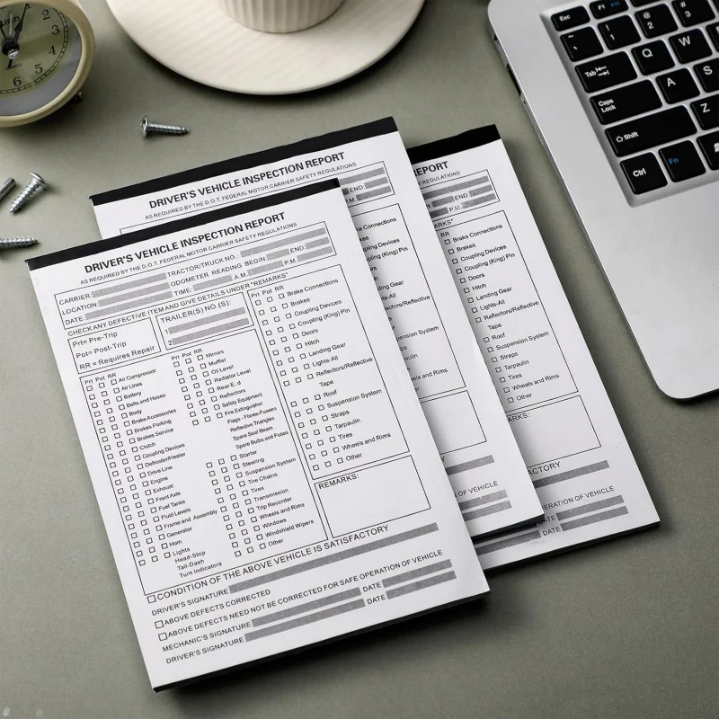 10 Detailed Driver's Vehicle Inspection Report Book 5.5 x 8.5 Daily Pre Trip Inspection Report 2-ply Carbonless Drivers