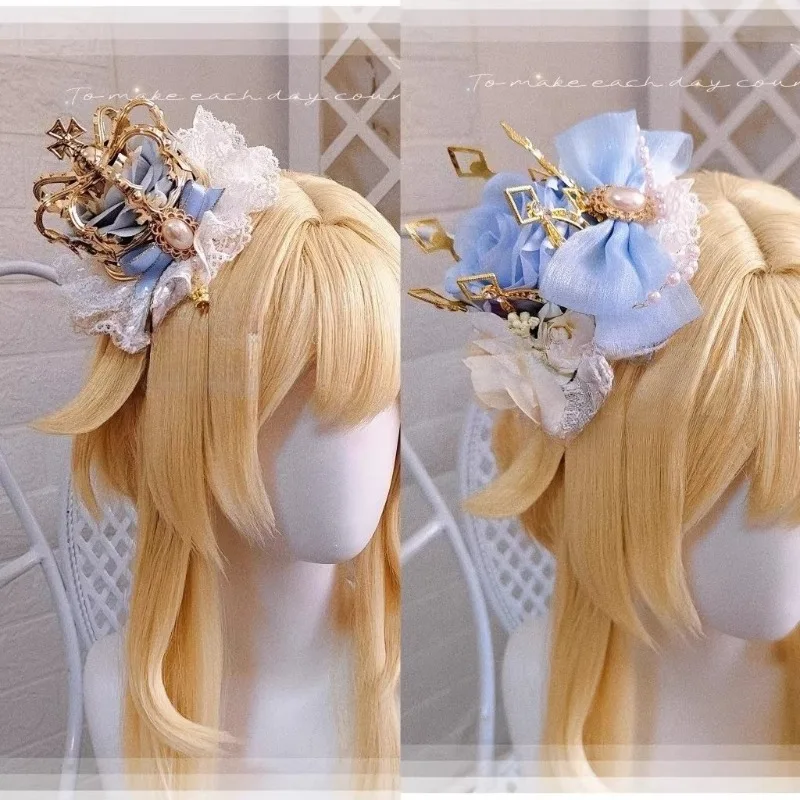 

Game Genshin Impact Lumine Lolita Crown Cosplay Costume Handmade Crown Bud Hair Accessories for Women Girls Anime Party Headgear