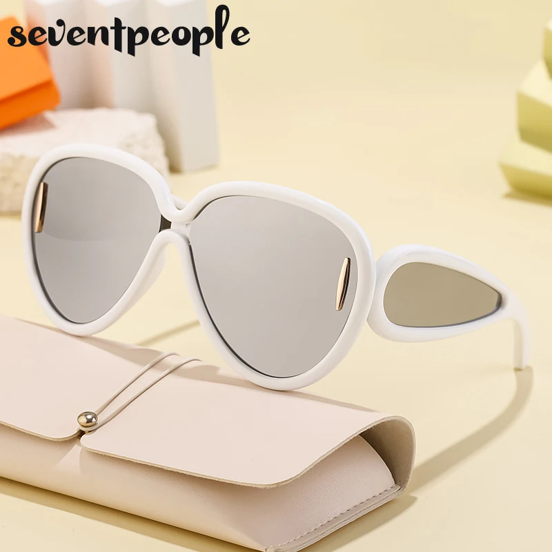 Oversized Round Punk Sunglasses Women 2024 Luxury Brand Designer Steampunk Oval Sun Glasses For Femal Big Frame Shades Eyewear