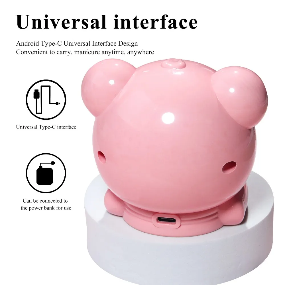 Prego Fototerapia Urso Nail Drying Lamp, cura rápida, LED UV, Gel polonês de cura, Mini secadores de unhas, branco, rosa, marrom