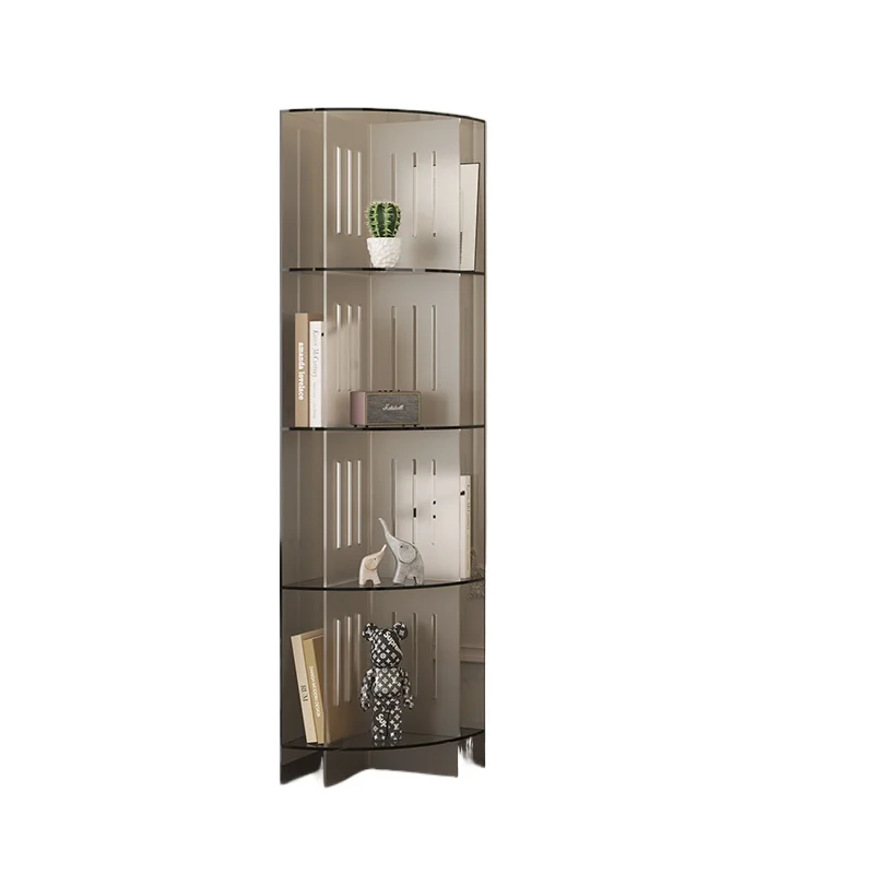 Acrylic modern corner storage bookshelf floor-to-ceiling living room furniture four-layer multi-layer triangular wall-mounted