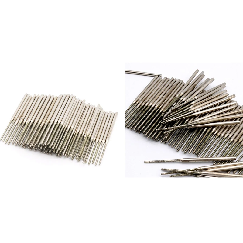 100Pcs Ultra-Long Diamond Drilling Bits Emery Diamond Abrasive Bits Peeling Needle A Type Teeth Grinding Burr