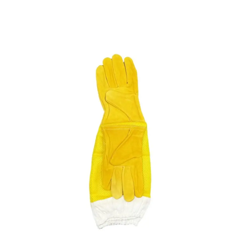 Leather Beekeeping Gloves Goatskin Durable Protective Gloves Windproof Breathable Mesh Long Sleeves Gloves Professional Use