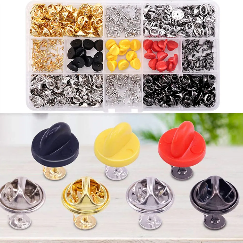 

430Pcs Butterfly Style Clutch Backs Flat Round Pin Backs for Lapel Pins Tie Tacks Service Bars Brooches Jewelry DIY Replacement