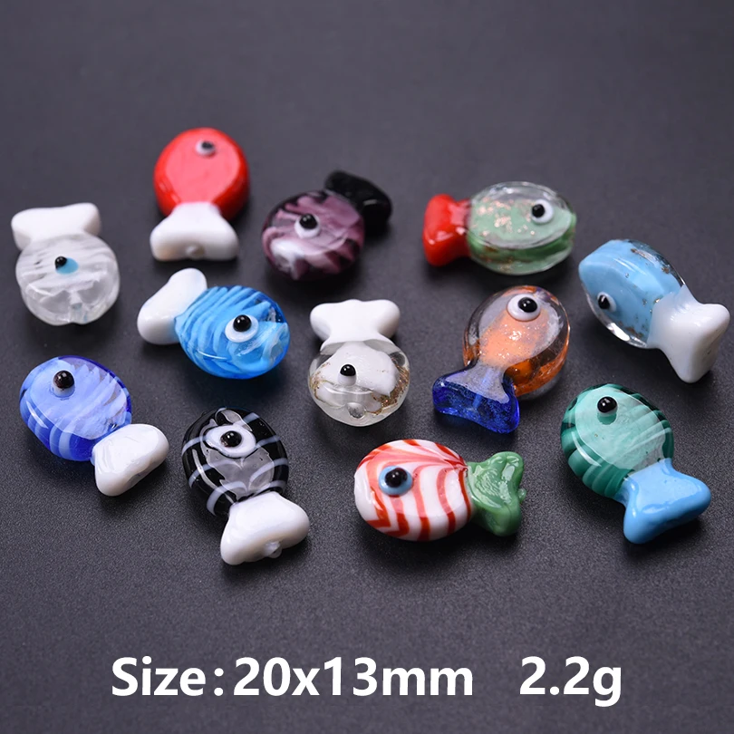 5 قطعة/الوحدة الزجاج الملون اليدوية صنع قلادة سوار إكسسوارات فضفاض خزر عازل النحل الأسماك جراد البحر كراب مجوهرات المواد #3