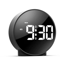ORIA Digital Alarm LED Table Clock Snooze Display Time Night Light Desktop Round Clock USB Alarm Clock Home Decor Gifts 3 Colors