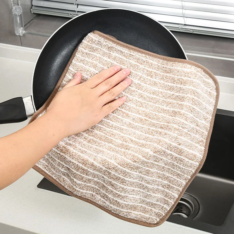 Thickened kitchen dishwashing cloth with super absorbent and non greasy 30 * 30CM large cleaning cloth