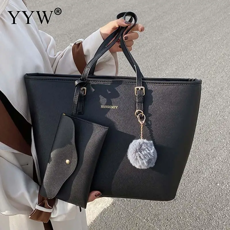 Large Capacity Women Tote Bag with Small Wallet Purse Soft PU Leather Single Shoulder Handbag Elegant Lady Messenger Storage Bag