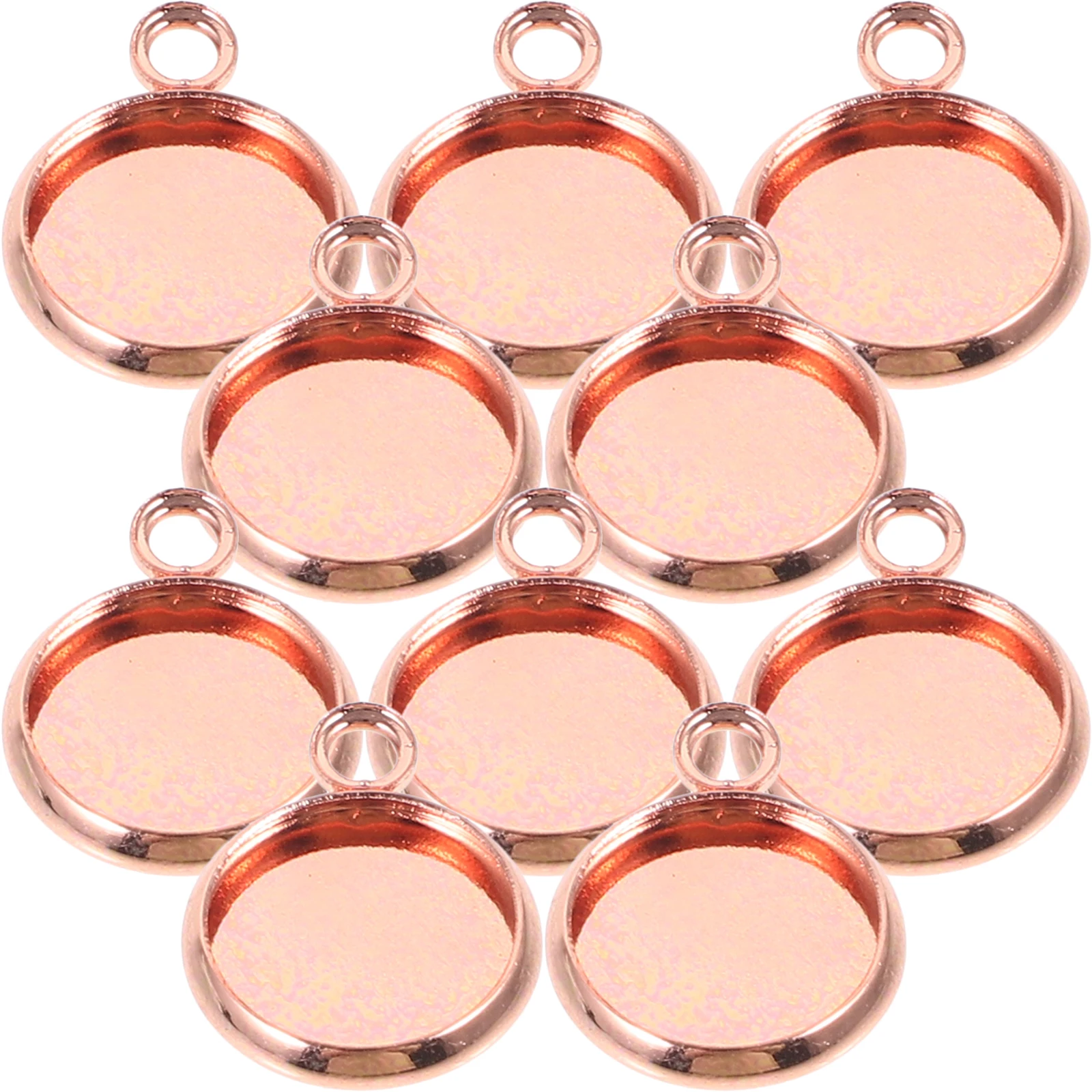 

10 PCS Rose Gold Bezel Trays Retro Pendant Jewelry Copper Plating Travel Pendants