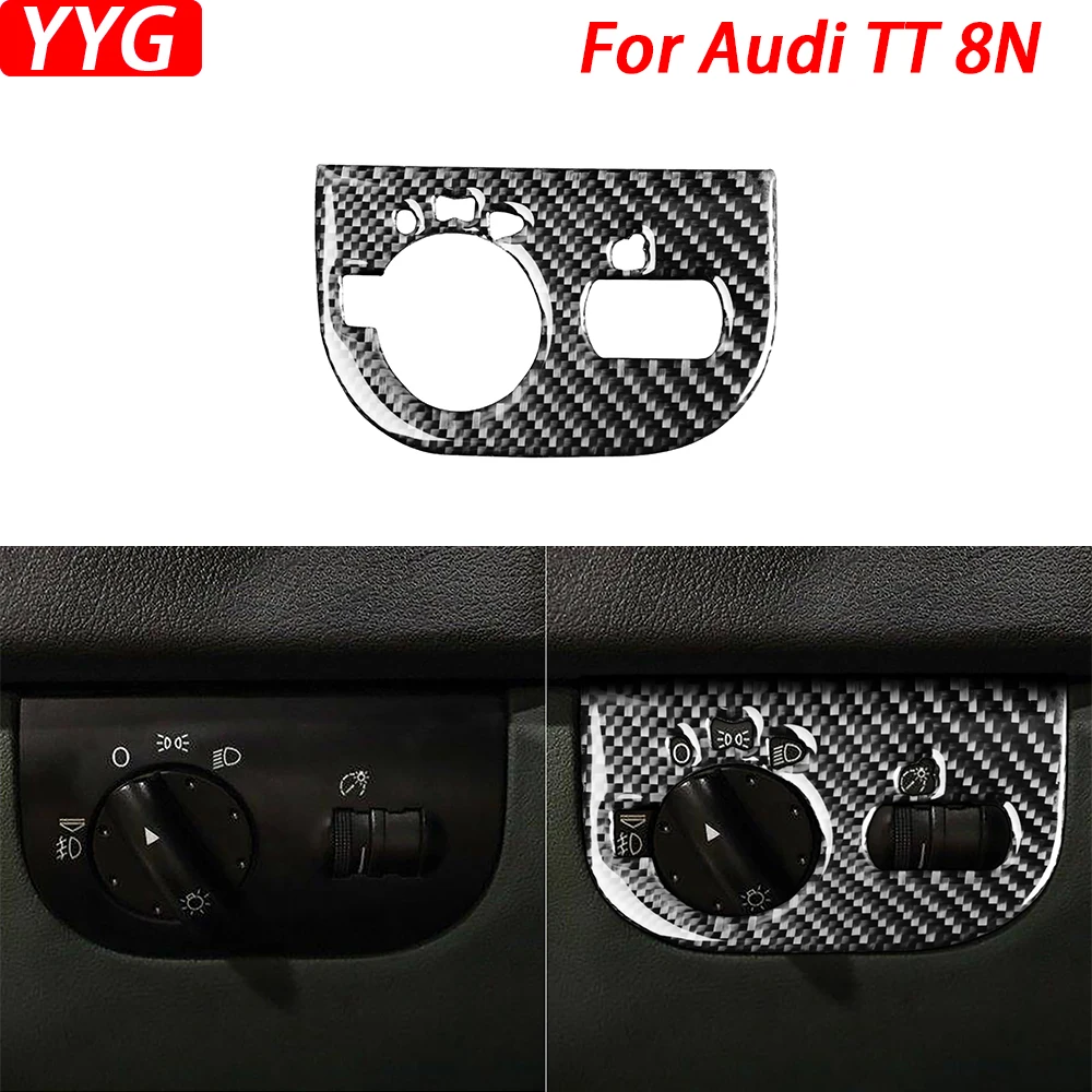 

For Audi TT 8N 2001-2006 Real Carbon Fiber Headlight Switch Control Panel Cover Trim Car Interior Decorative Accessories Sticker