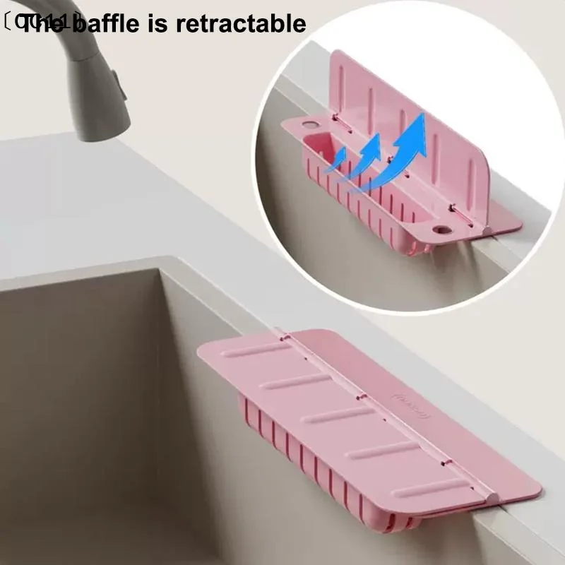 Silicone Sink Splash Guard With Waterproof And Splash-proof Design, Drain And Storage Tray For Dishwashing Kitchenware.〔CC11〕