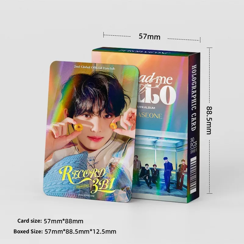 30pcs/Set Kpop ZB1 Laser Boxed Card High Quality HD Photo Double Sides Printing Holographic Card ZEROBASEONE Fans Collection