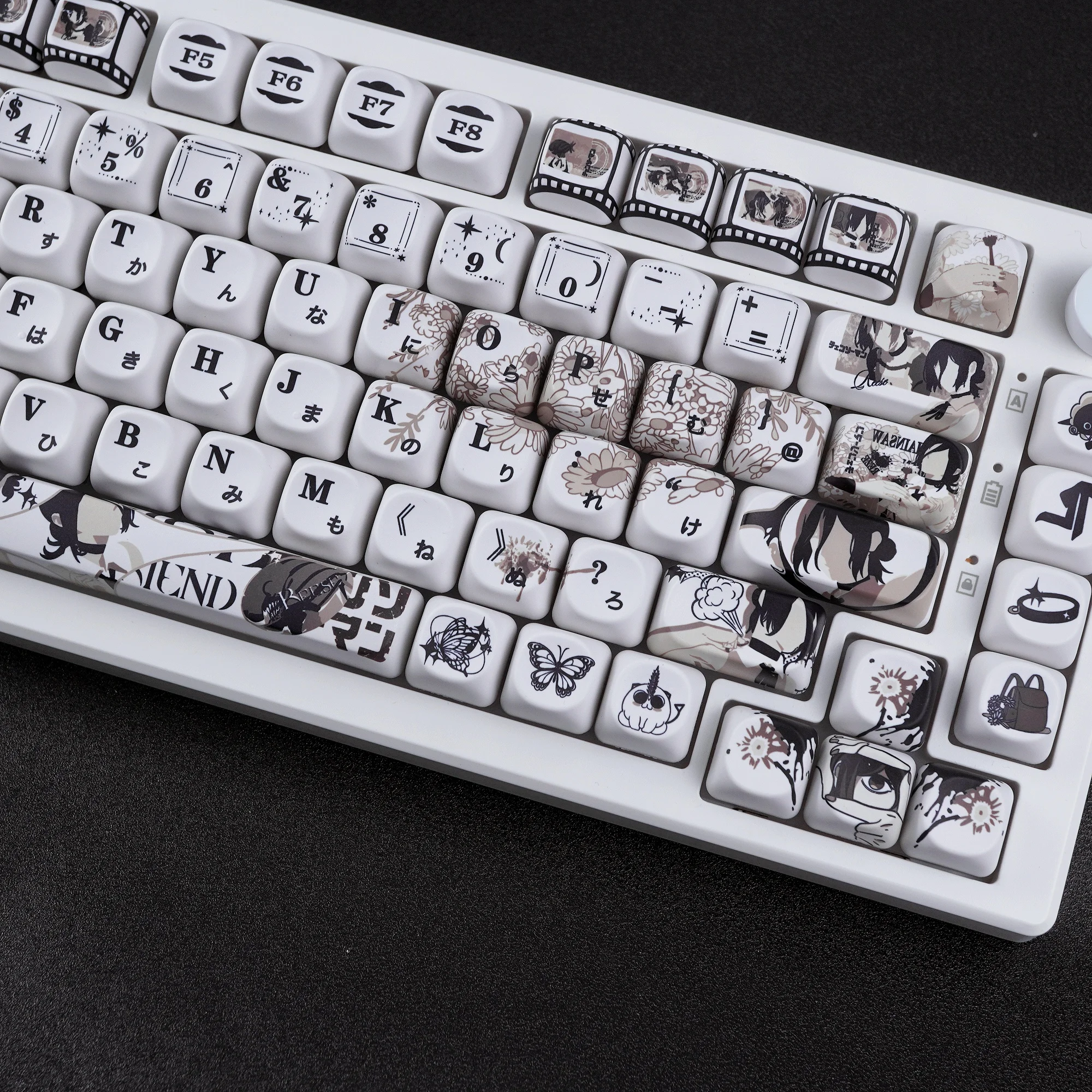 

Chainsaw Man Reze Keycaps MOA Cherry Profile Personalized Anime Character Keyboard Cap PBT Custom Black White Comic Style Keycap