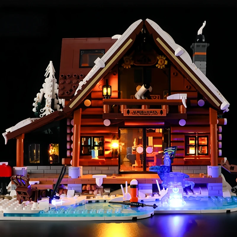 조립식 블록 오로라 관측 목조 건축 모델 레트로 하우스 시리즈 거리 풍경 홈 장식 선물