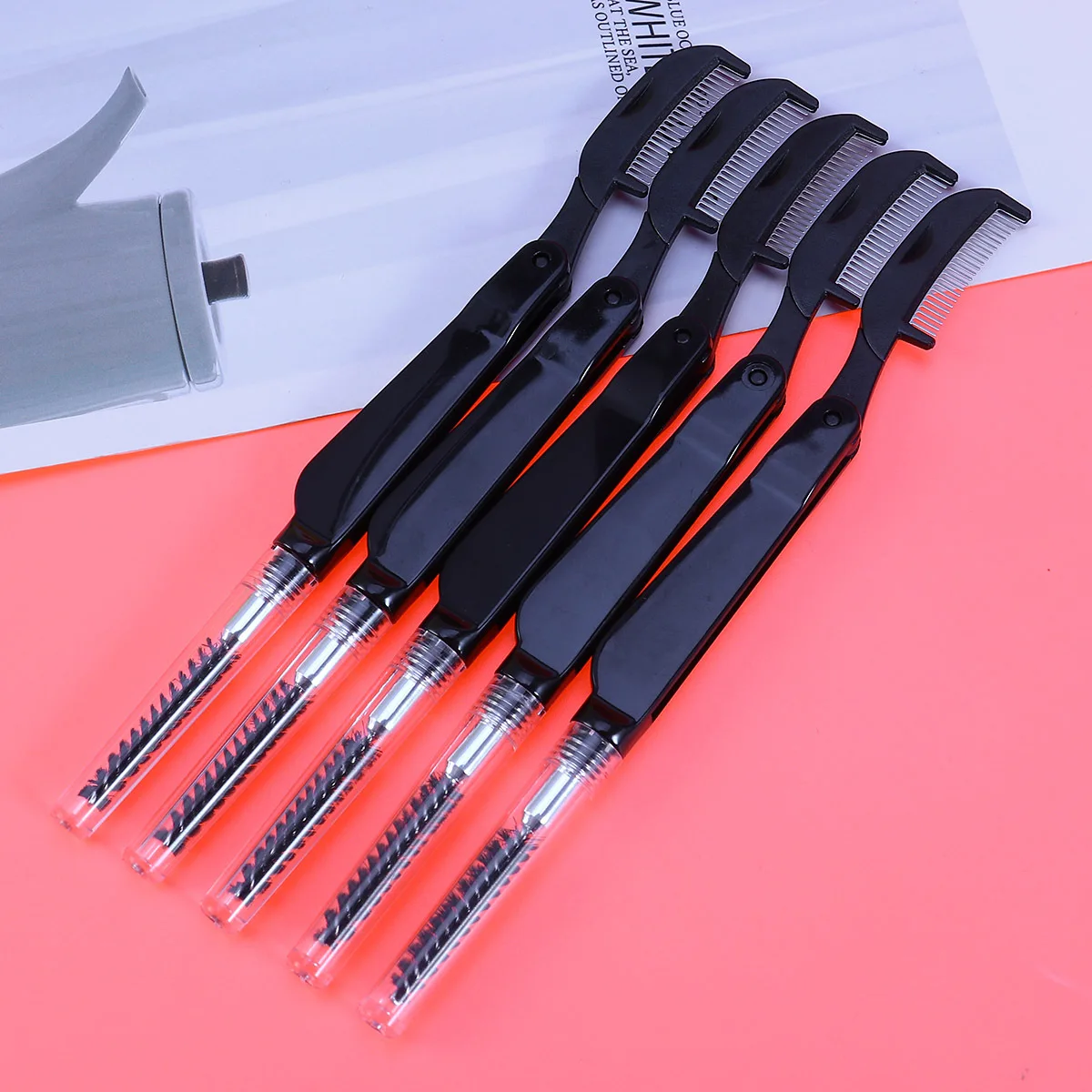 3 قطعة فرشاة رمش الحاجب مشط فرشاة للمكياج مجموعة خفيفة الوزن مقبض خشبي بزاوية الحاجب أداة تهذيب الحواجب عصي الماسكارا قضيب #3