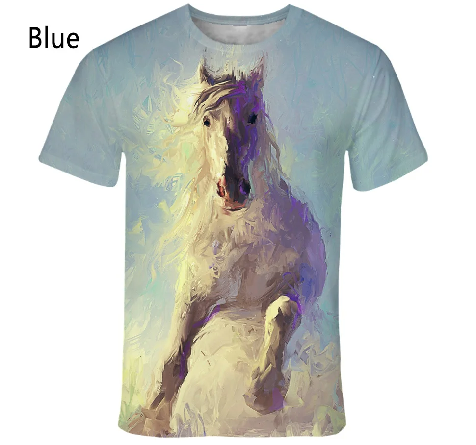 New Fashion Animal Horse 3D Printed T-shirt Men\'s and Women\'s Summer Casual Short-sleeved Harajuku Street Shirt Tops