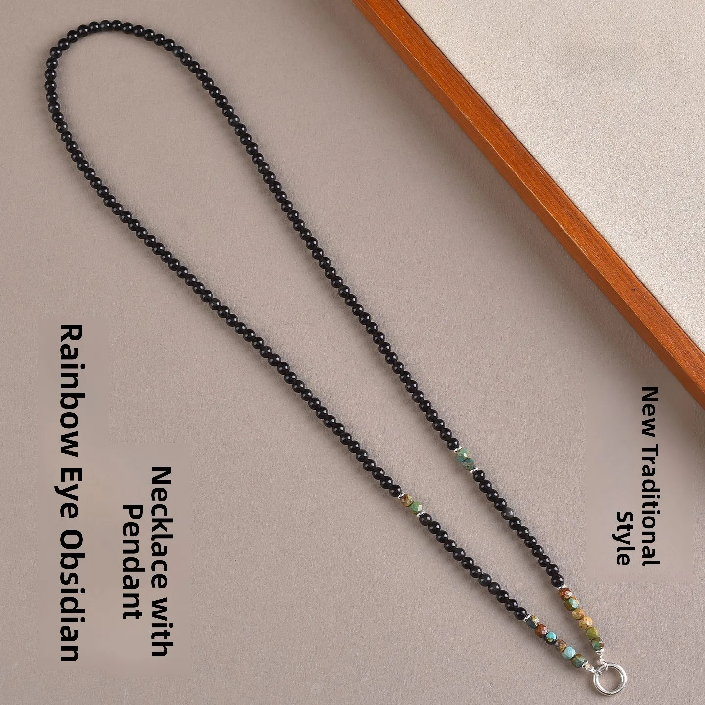 natural-black-obsidian-pendant-necklace-s925-pure-silver-spring-buckle-buddha-amulet-chain-turquoise-dangle-chain-fashion-jew