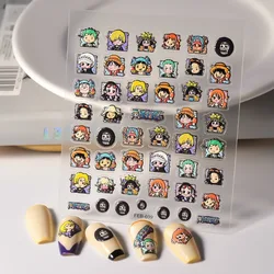 One Piece Anime Nail Stickers Peripheral Luffy Zoro 5D Relief Stickers Cartoon Nami Waterproof Children's Stickers Student Toys