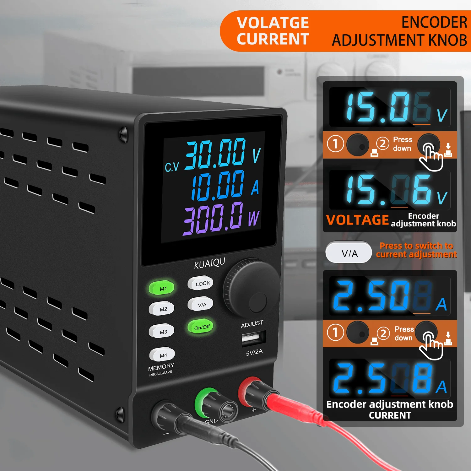 Stabilizzatore di tensione da laboratorio programmabile 30V 10A sorgente di regolazione cc a 4 memoria alimentatore interruttore LCD RS232/USB per